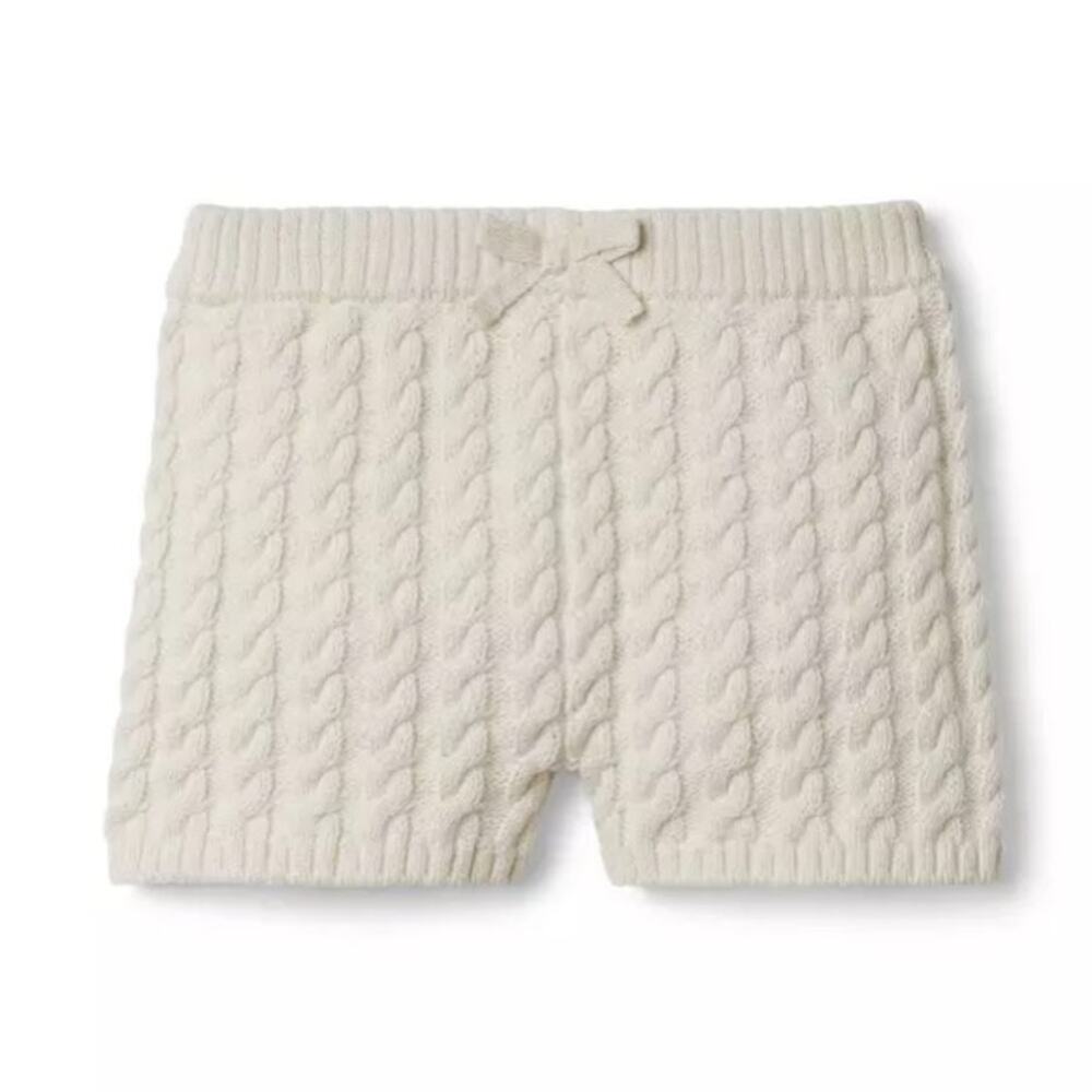 Janie and Jack NEW Cable Knit Stretch Cotton Pull On Shorts Cream and Sugar Sz 8